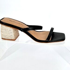 Splendid Size 6.5 Black Square Toe Espadrille Wedge Slide Sandals Kharis Women‎